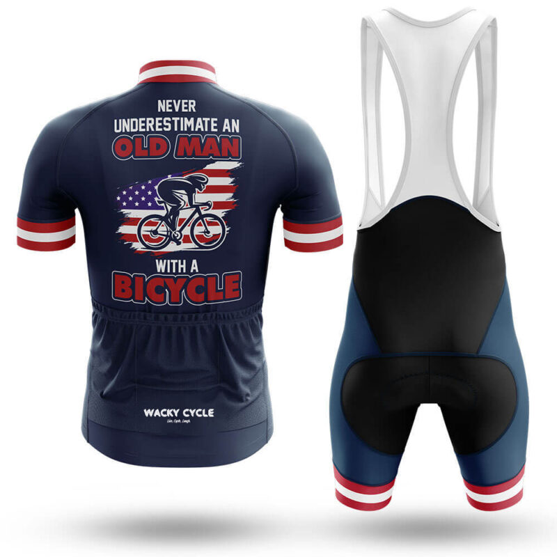 Never Underestimate An Old Man With A Bicycle U.S.A. – Cycling Jersey