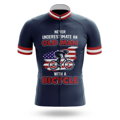 Never Underestimate An Old Man With A Bicycle U.S.A. – Cycling Jersey