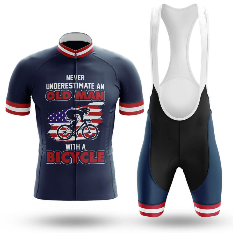 Never Underestimate An Old Man With A Bicycle U.S.A. – Cycling Jersey