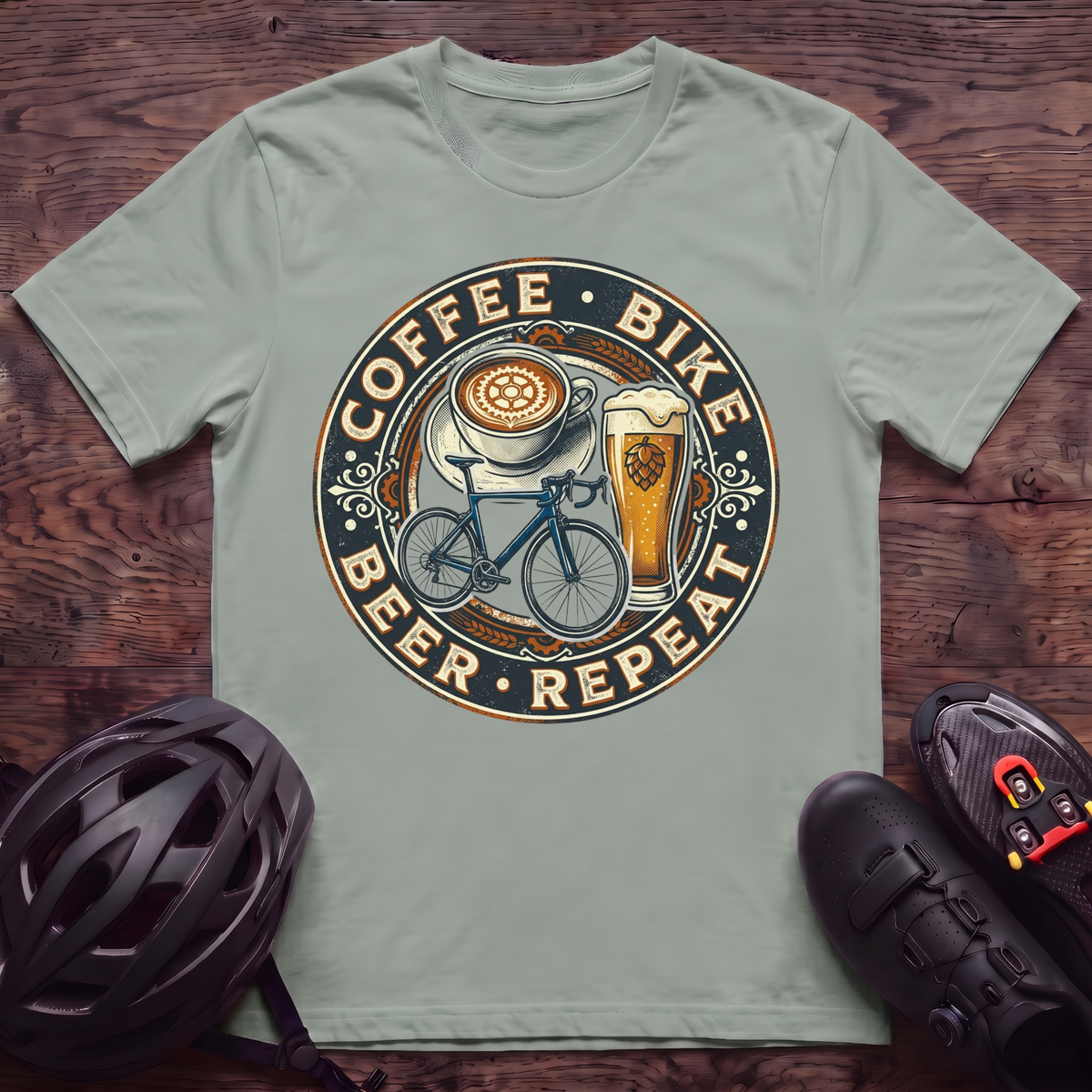Coffee Bike Beer Repeat T‑Shirt