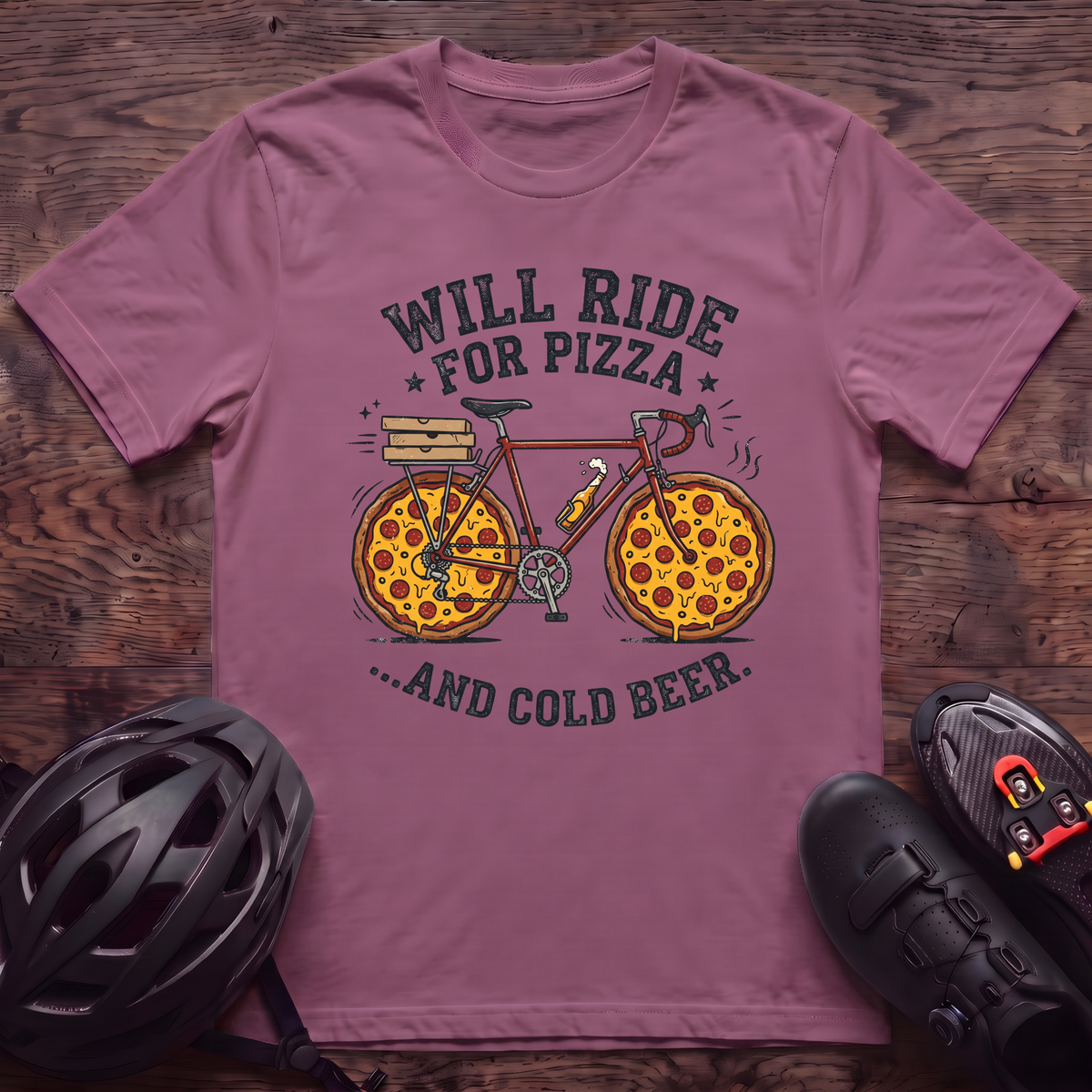 Will Ride For Pizza T‑Shirt