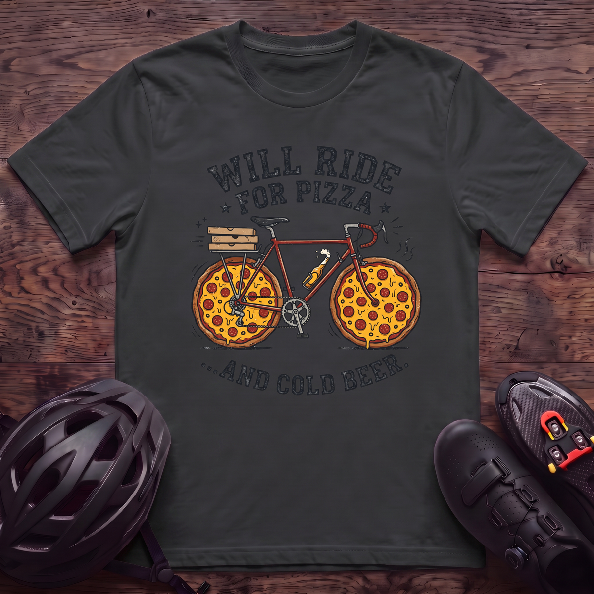 Will Ride For Pizza T‑Shirt