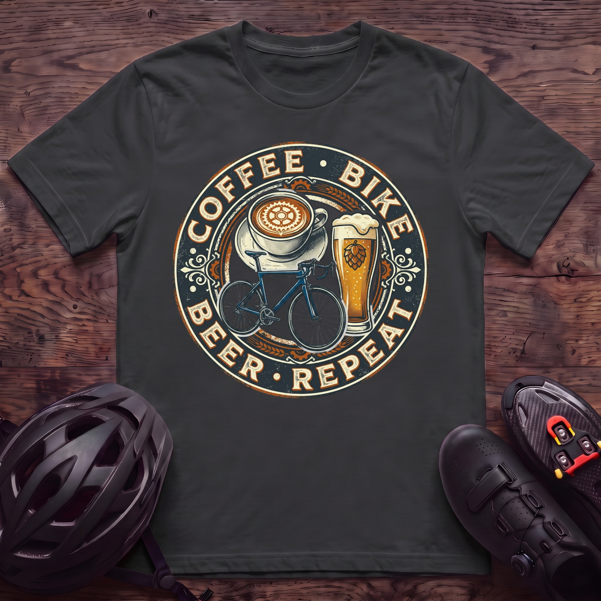 Coffee Bike Beer Repeat T‑Shirt