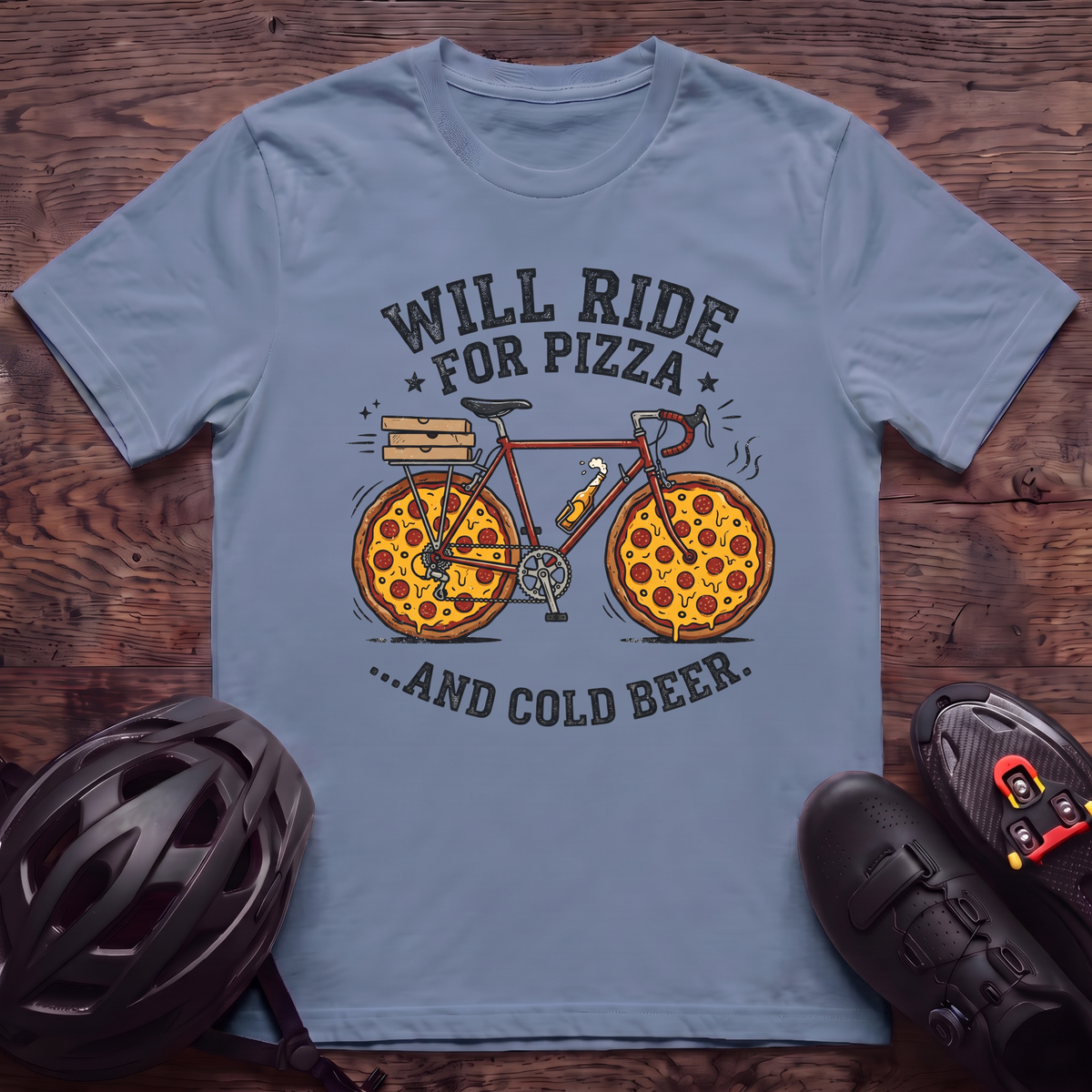 Will Ride For Pizza T‑Shirt