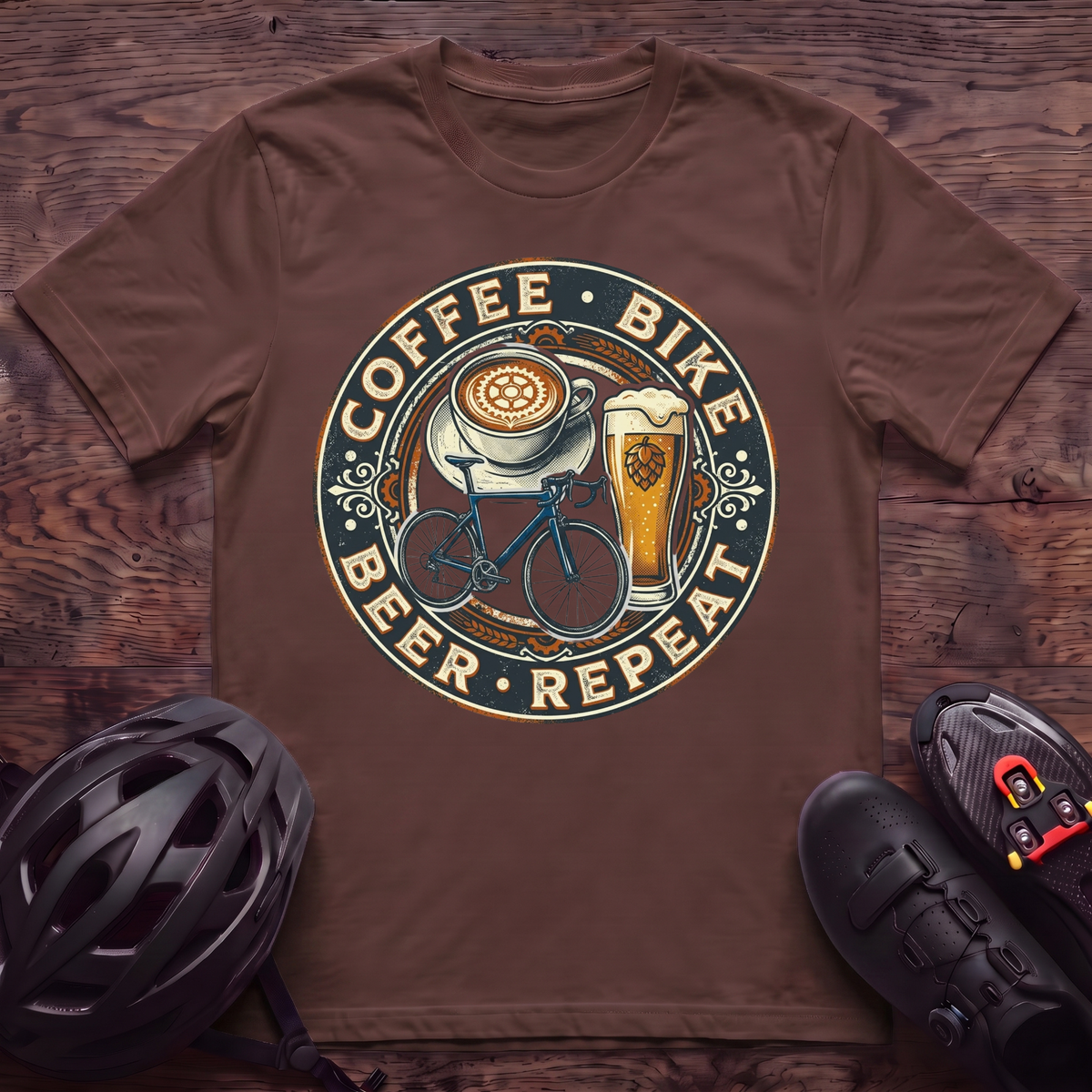 Coffee Bike Beer Repeat T‑Shirt
