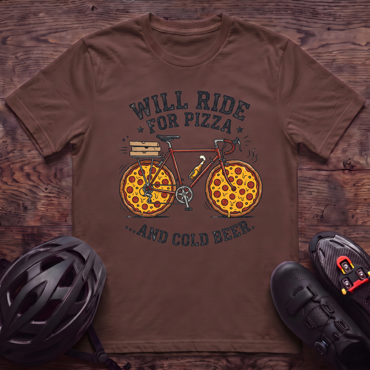 Will Ride For Pizza T‑Shirt