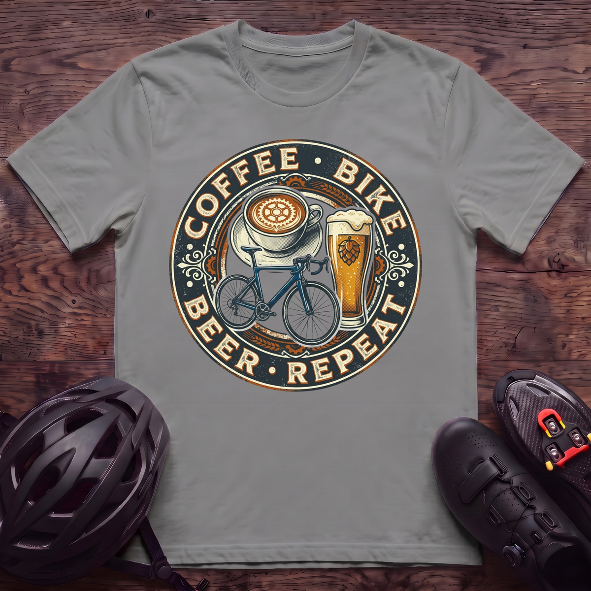 Coffee Bike Beer Repeat T‑Shirt