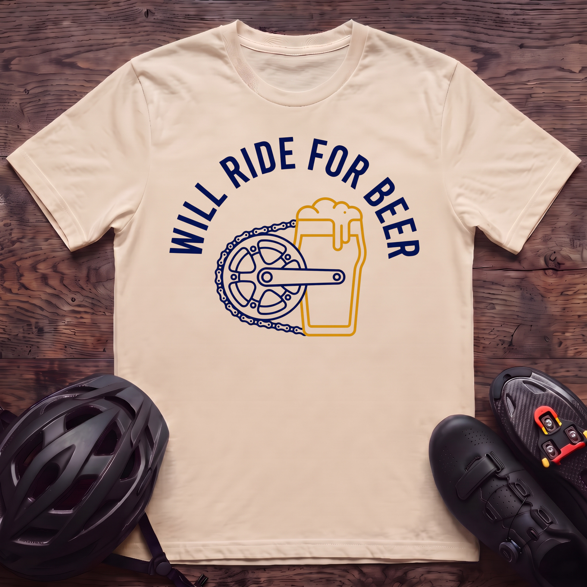 Will Ride For Beer T‑Shirt