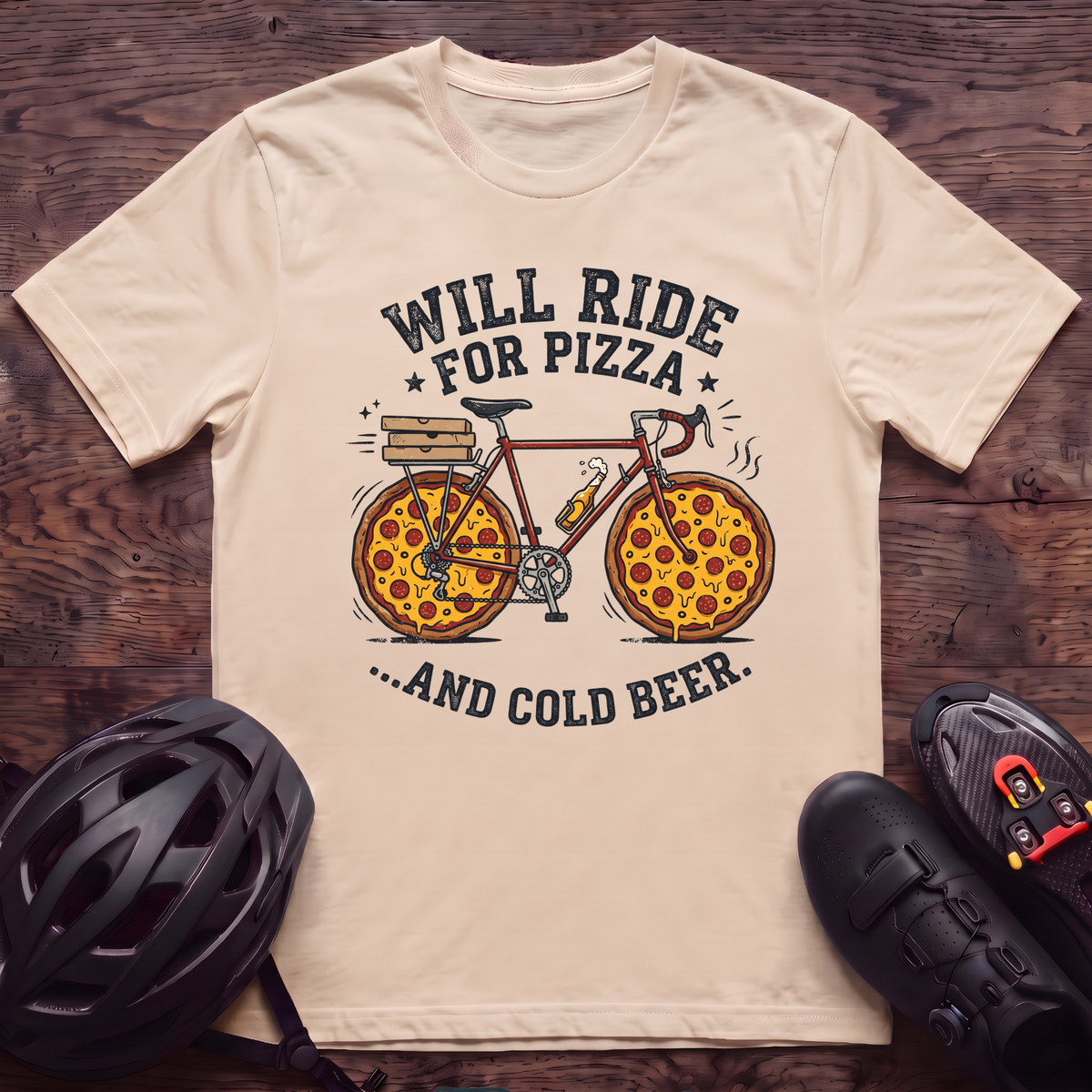 Will Ride For Pizza T‑Shirt