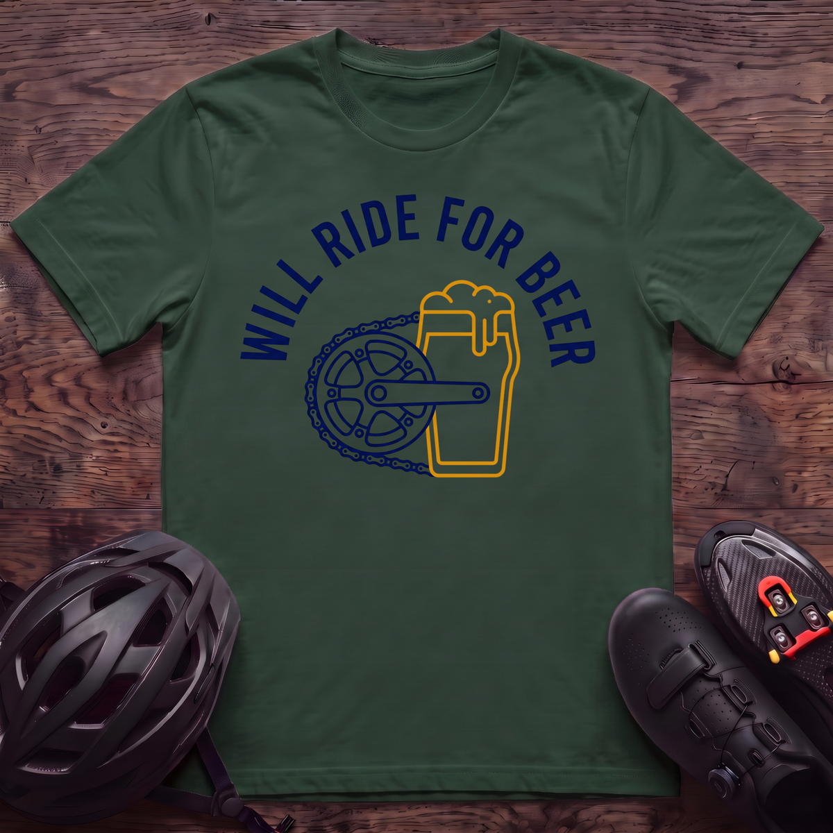 Will Ride For Beer T‑Shirt