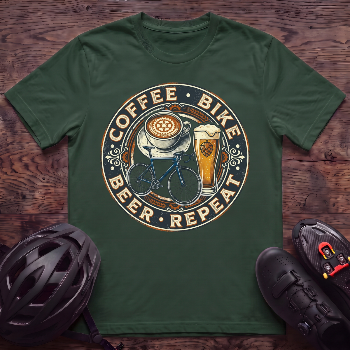 Coffee Bike Beer Repeat T‑Shirt