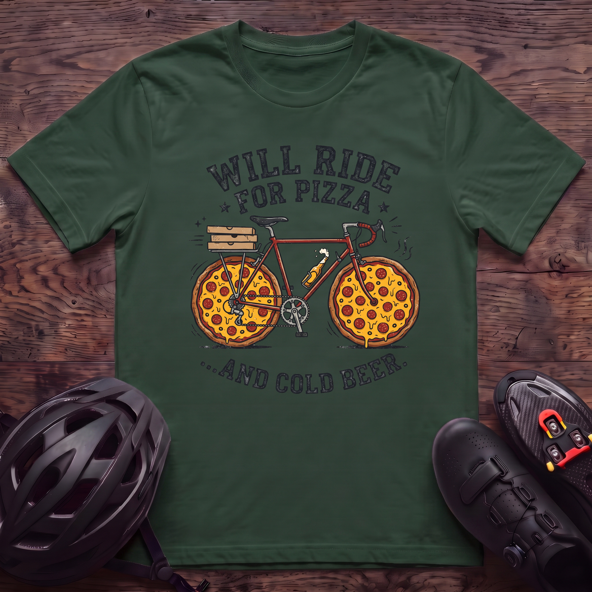Will Ride For Pizza T‑Shirt