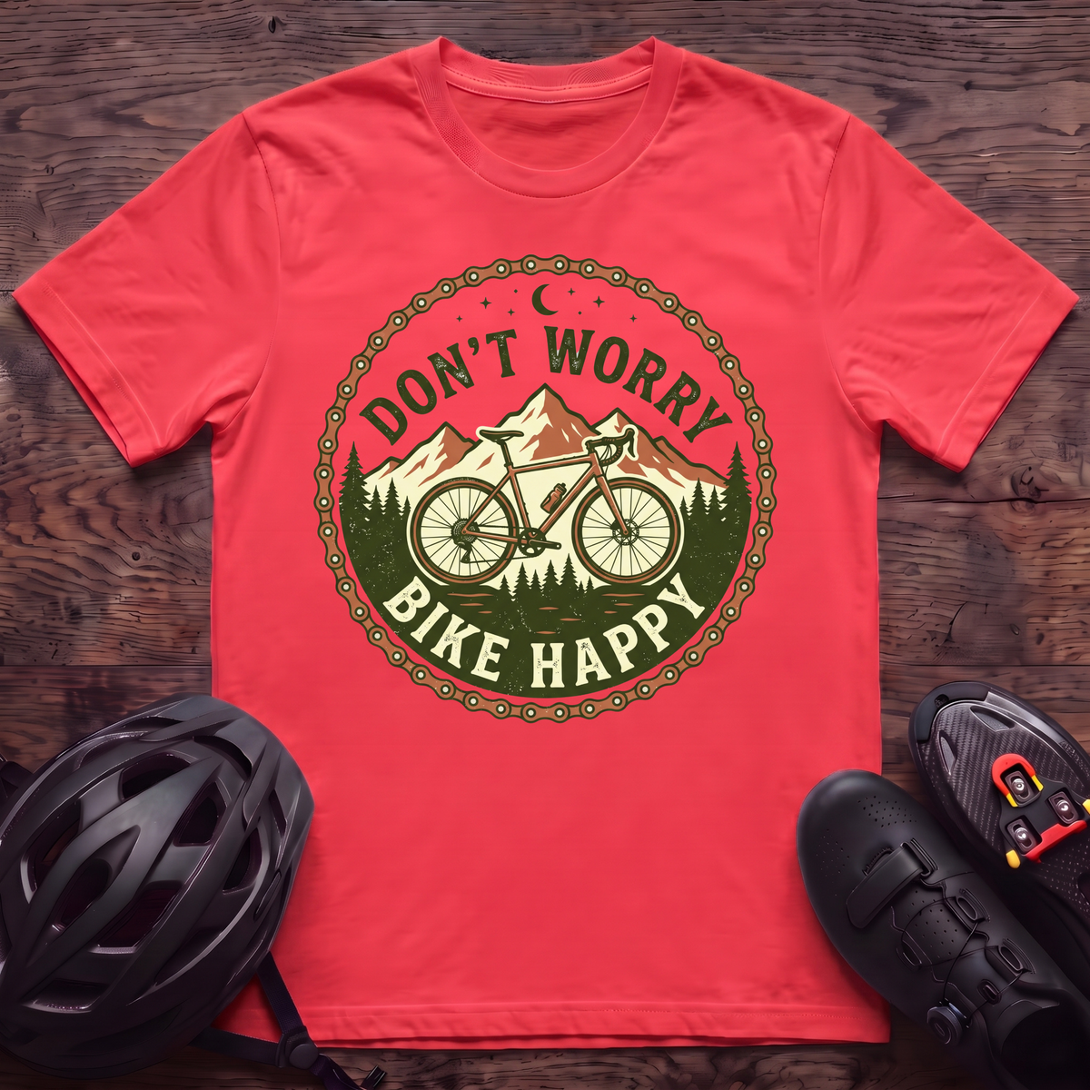 Don't Worry Bike Happy T‑Shirt