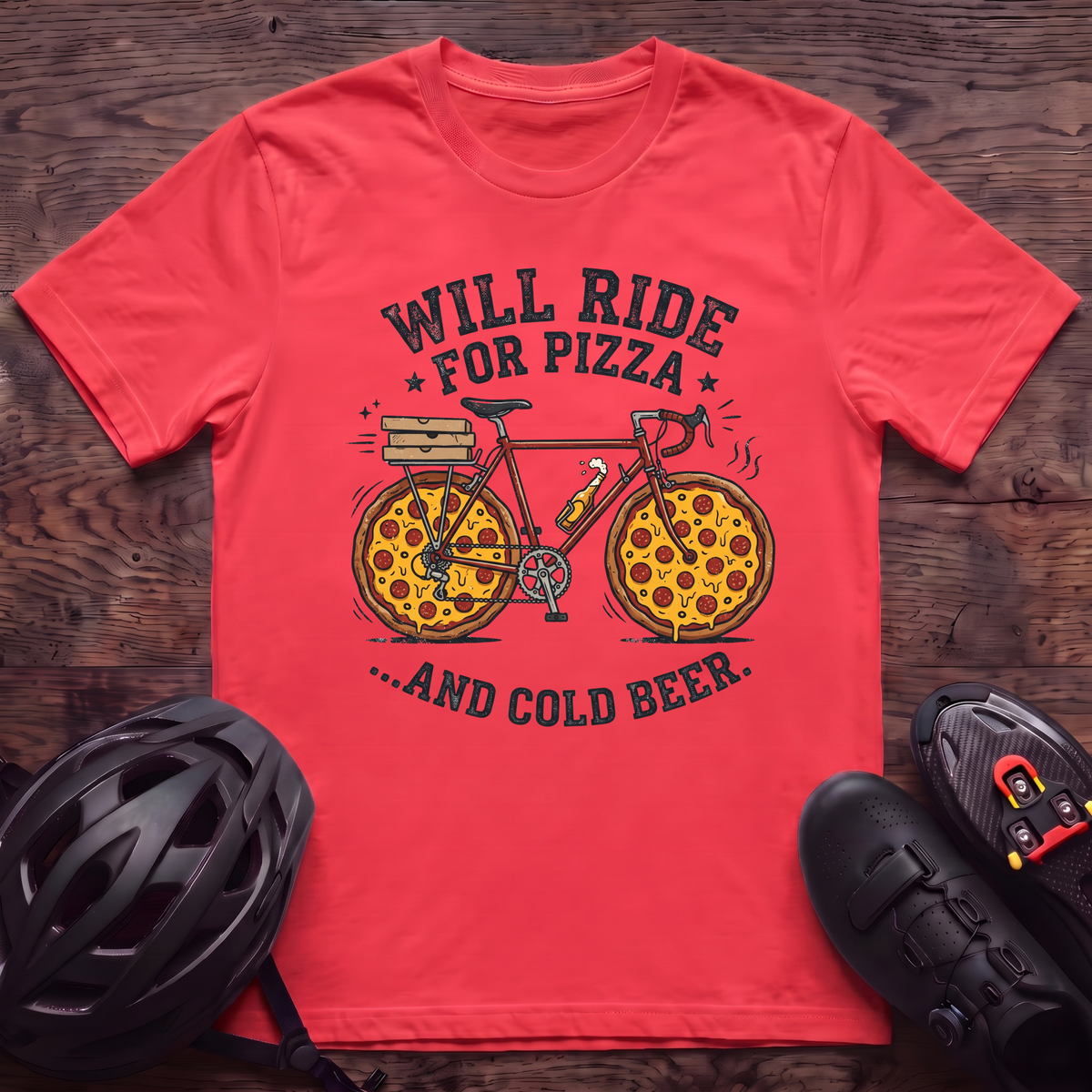 Will Ride For Pizza T‑Shirt