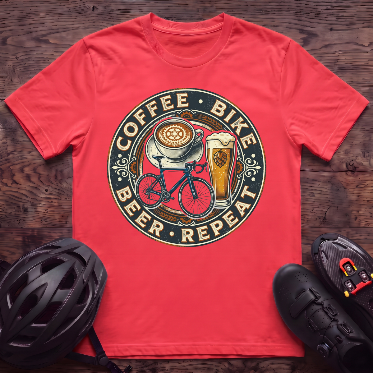 Coffee Bike Beer Repeat T‑Shirt