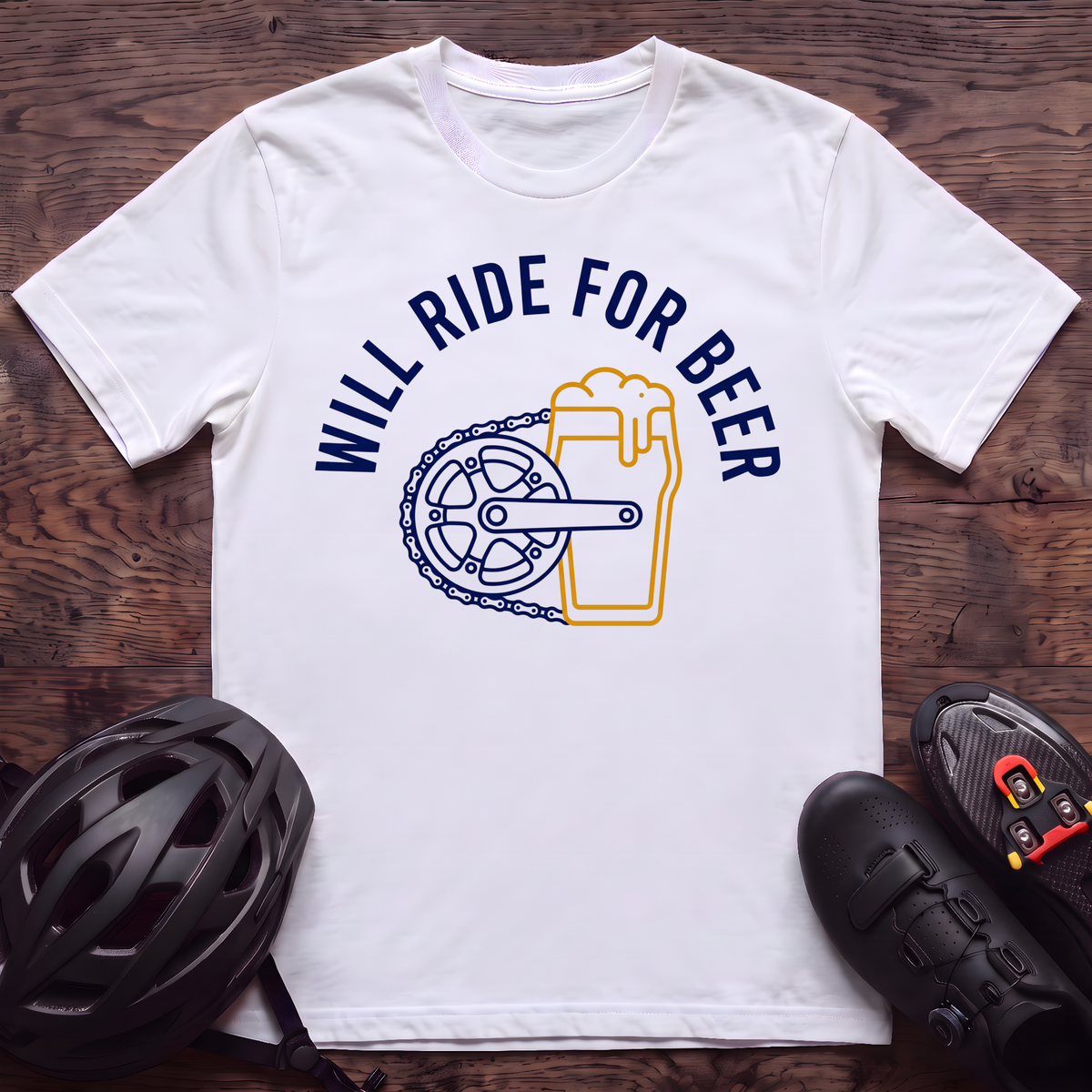 Will Ride For Beer T‑Shirt